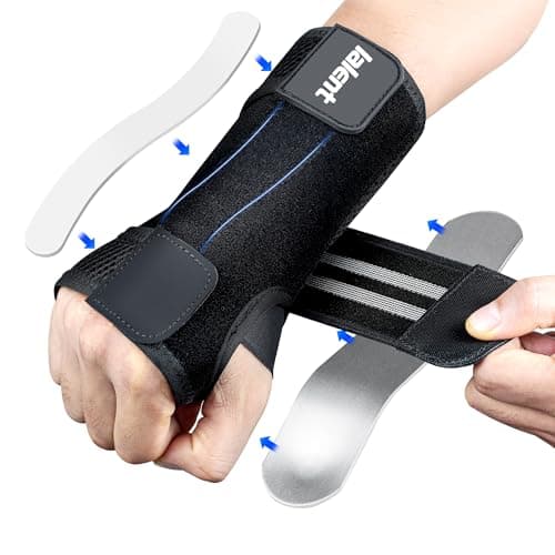Image of Lalent Carpal Tunnel Wrist Support Brace with Metal Splint Stabilizer Wrist Splint for Men and Women Hand Support for Arthritis Tendonitis, Sprains, Pain Relief RSI, Sports Protect (Right Hand, L/XL)