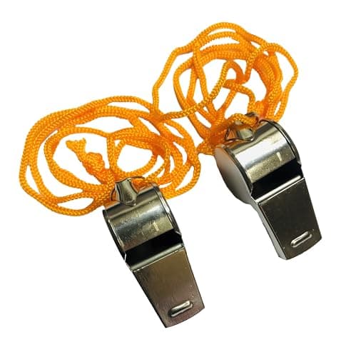Image of CRAVIING 2pcs Metal Whistles with Lanyard, Stainless Steel and Durable, Loud Referee Coach Teacher Whistles for Football, Basketball, Soccer, School, Lifeguard Emergency, Sports