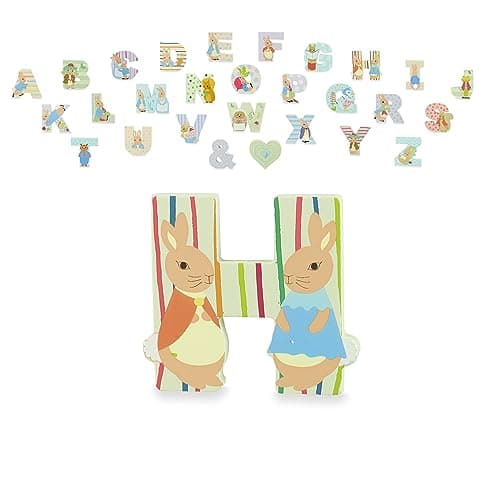 Image of Peter Rabbit Wooden Letters by Orange Tree Toys, Letter H with Mopsy - Alphabet Animal Letter for Personalised Baby Name, Toy Box, Door, Wall Decorations, Animals Nursery Decor, Boys Girls Bedroom