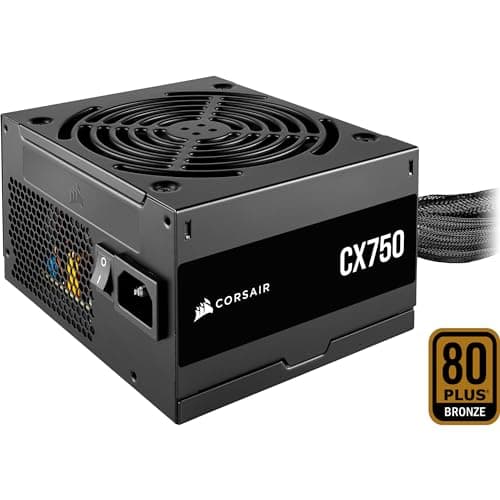 Image of CORSAIR CX750 ATX 750W Power Supply - 80 Plus Bronze Certified - Low Noise - Sheathed Cables - Non-Modular - EU - Black