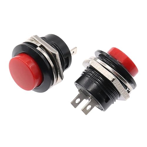Image of 2 Pcs Red Momentary Push Button Switch – 12v 5A Screen Wash Horn Kit/Classic Car