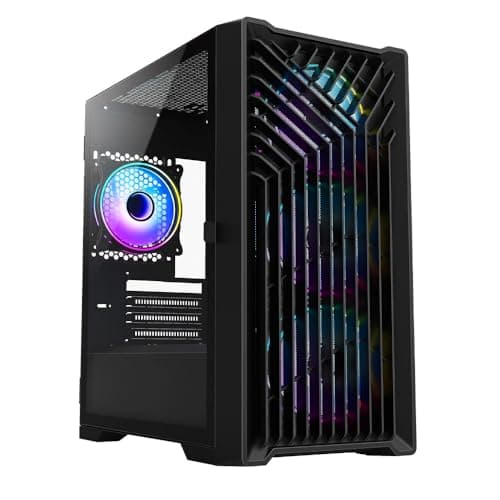Image of Combrite PC Gaming Case, mATX Tower, Meshed Front Panel, Micro ATX Tower Case With 4 x 120mm ARGB Fans, Tempered Glass Side Panel (Black)