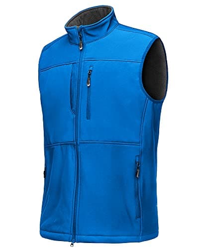 Image of 33,000ft Mens Softshell Gilet Activewear Vests Windproof Fleece Lined Outerwear Zipped Pockets Sleeveless Softshell Jacket for Leisure, Golf, Travelling Royal Blue S
