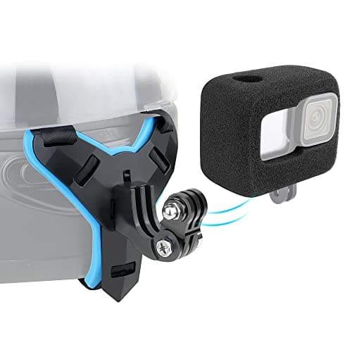 Image of YALLSAME Helmet Chin Mount with Windshield for GoPro Hero 9 10 11 12 13 Black Go Pro Motorcycle Strap Attachment Full Face Helmet Rhino Mount Accessories for GoPro Ideal for Racing High-Speed Sport