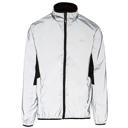 Image of Trespass Men's Ultra Reflective Active Jacket Zig - Tricot Chin Guard, Elasticated Binding at Collar, Hem and Cuffs, 2 Zip Pockets, Fully Reflective Fabric, Water- Resistant, Windproof, Polyester