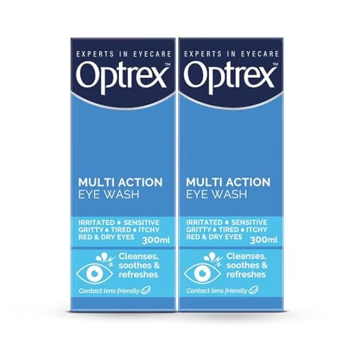 Image of Optrex Multi-Action Eye Wash Solution, Suitable for Tired, Uncomfortable, Irritated Eyes, 300ml Optrex Eye Wash Solution (Pack of 2)