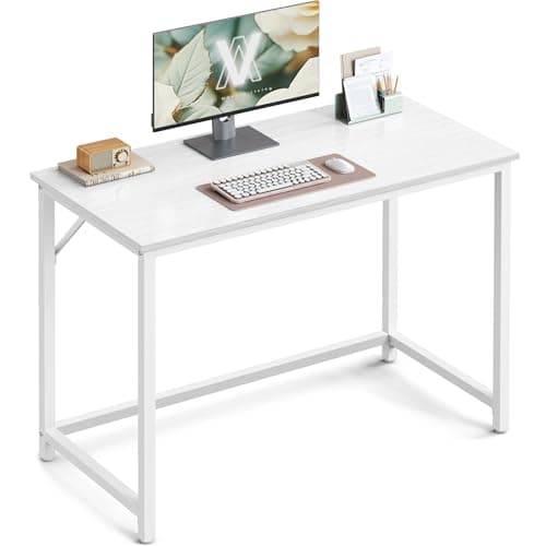 Image of VASAGLE Computer Desk, Office Desk, 100 x 50 x 76 cm, for Study, Bedroom, Living Room, Maple White and Cloud White LWD041W44
