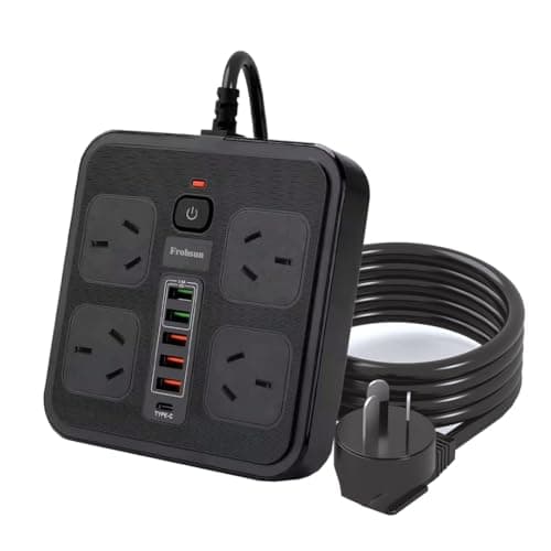 Image of 10 in1 Power Strip, Power Board with USB C with 4-Sockets Combo, 5-USB A 1-USB C(DC 5V 3.4A) Surge Protection 2400W-10A, Power Socket for Home&Office -(2M/Black)