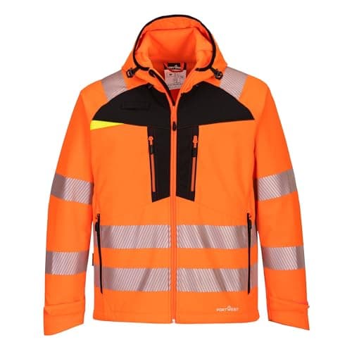 Image of Portwest DX4 Hi-Vis Softshell Jacket Orange/Black Medium
