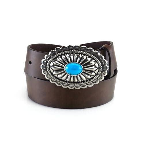 Image of ARIAT Women's Oval Concho Buckle Belt, Brown, MD (34" Waist)