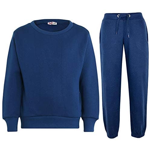 Image of A2Z 4 Kids Girls Boys Plain Tracksuit Jumper Sweatshirt Set - T.S Plain Jumper 108 Navy 11-12