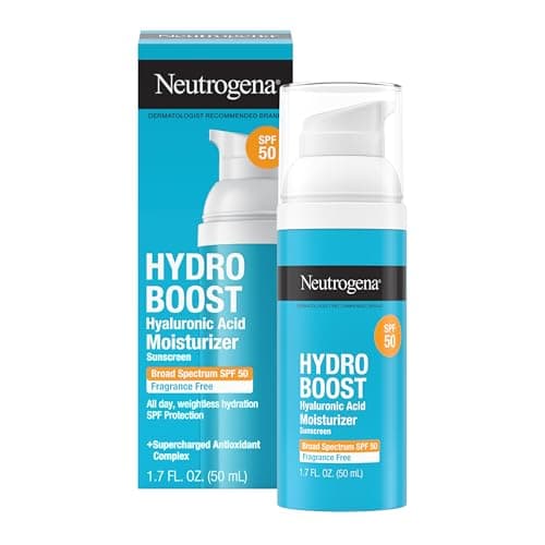 Image of Neutrogena Hydro Boost Hyaluronic Acid Facial Moisturizer with Broad Spectrum SPF 50 Sunscreen, Daily Water Gel Face Moisturizer to Hydrate & Soothe Dry Skin, Fragrance-Free, 1.7 fl. oz