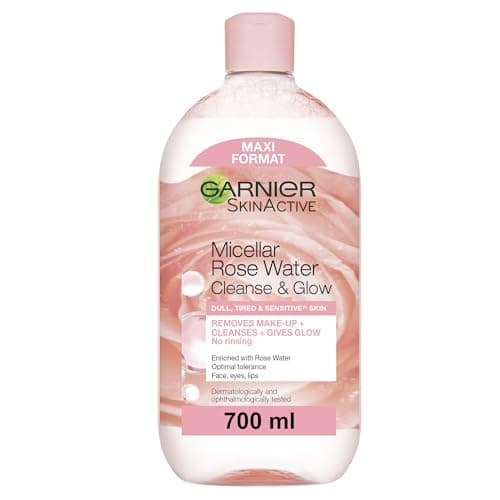 Image of Garnier Micellar Rose Cleansing Water 700ml, Gentle face Cleanser & Makeup Remover, Hypoallergenic. Vegan Formula, Suitable For Dull And Sensitive Skin, Glow Boosting Formula, Dermatologically Tested