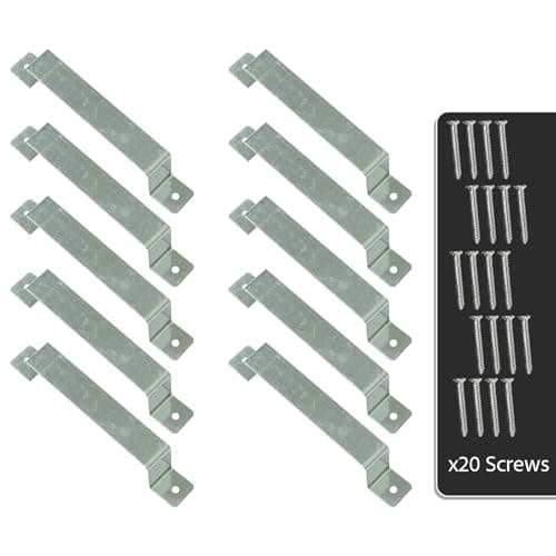 Image of Pack of 10 Woodside Fence Panel Security Brackets – Fits 4” x 4” Posts – Strong, Galvanised Steel – for Concrete or Wood – Predrilled, Fixings Included