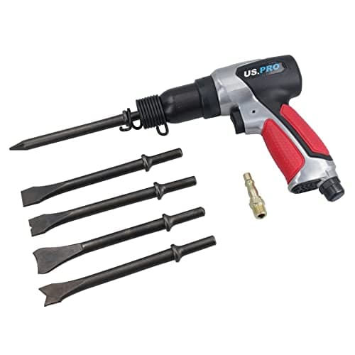 Image of 190mm Air Hammer Chisel Plus 5 Chisels for Cutting Chipping with Rubber Grip