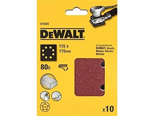Image of Dewalt DT3022-QZ Sanding Belt K80, 115 x 115 mm, Set of 10 Pieces, red