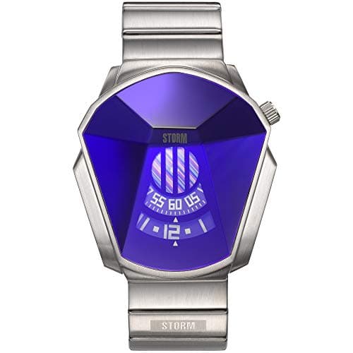 Image of STORM Darth (Lazer Blue) Men's Unique Cut Lazer Glass Watch with revolving disc Movement