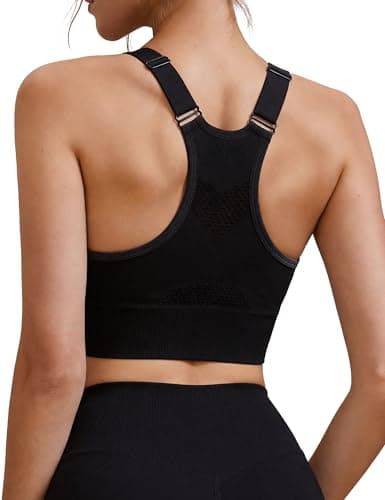 Image of Litherday Sports Bras Women High Impact Padded Bra Plus Size Sport Bra Yoga Top Wireless Breathable Mesh Racer Back Daily Yoga Gym Crop Tops Black XL