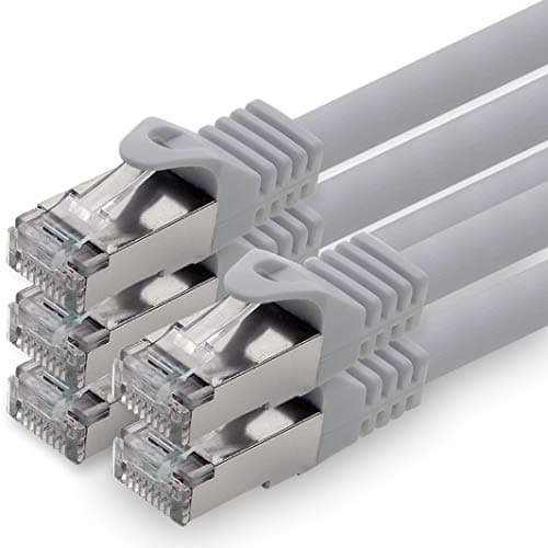 Image of 1aTTack.de 1.0m - gray - pack of 5 CAT.7 network cable patch cable SFTP PIMF LSZH Gigabit Lan cable 10Gb s cat7 raw cable with RJ45 connector Cat6a compatible with CAT5 CAT6 cat7 cat8