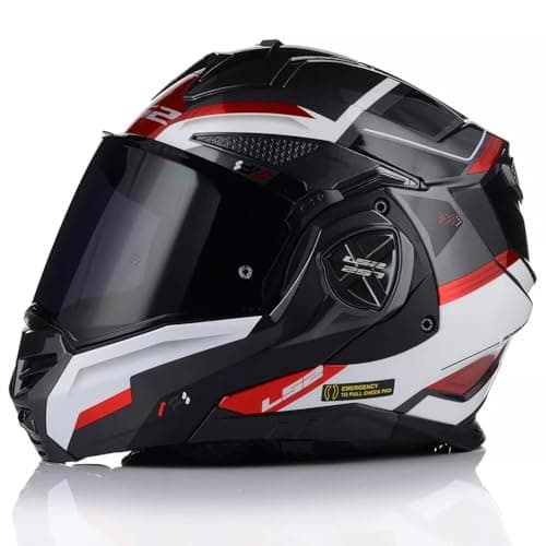Image of LS2 FF901 ADVANT X Motorcycle Fibreglass Modular Flip-Up ECE22.06 Certified Dual Visor Motorbike Helmet, SPECTRUM Red