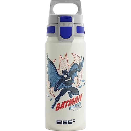 Image of Sigg - Aluminium drinking bottle for children - WMB ONE Batman Into Action White - Suitable for carbonated drinks - Leak-proof - Feather light - BPA-free - Climate neutral certified - White - 0.6 L