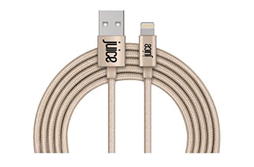 Image of Juice Apple iPhone Lightning 2m Braided Charger and Sync Cable for Apple iPhone 13, 13 Pro, 12, 12 Mini, SE, 11, XS, XR, X, 8, 7, 6, 5, iPad, Pro, Air, Mini, Airpods Pro- Gold