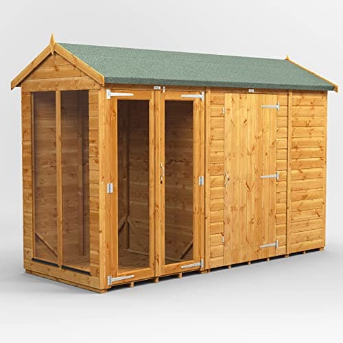 Image of Powersheds High Grade Premium Apex Summer House with 6 ft Storage Wooden Shed with Security Features, PVC Window Sills, Door & Window Flexibility, made from Extra Thick Timber & Toughened Glass
