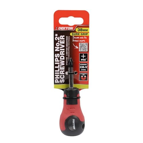 Image of Dekton Philips NO 2 Screwdriver 38mm | Durable CR-V Steel Construction | Magnetic Tip for Easy Screw Pick-Up | Non-Slip Rubber Handle for Improved Grip and Control | Ideal for DIY & Home Improvement