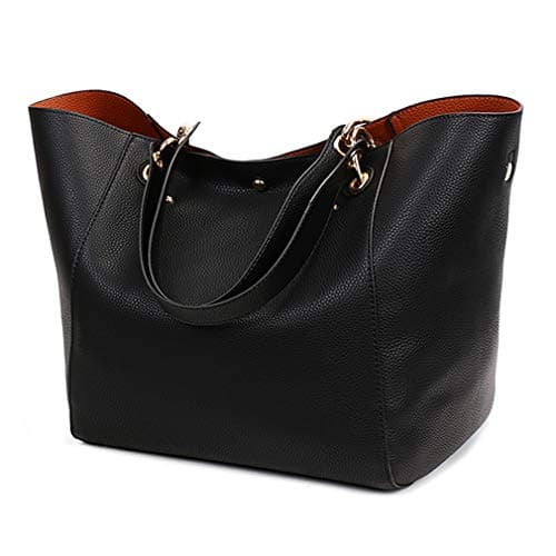 Image of Pahajim Large Tote Bags for Women PU Leather Shoulder Bag Simple Ladies Handbags with Inner Pocket for Work,Shopping,Daily Use(Black)