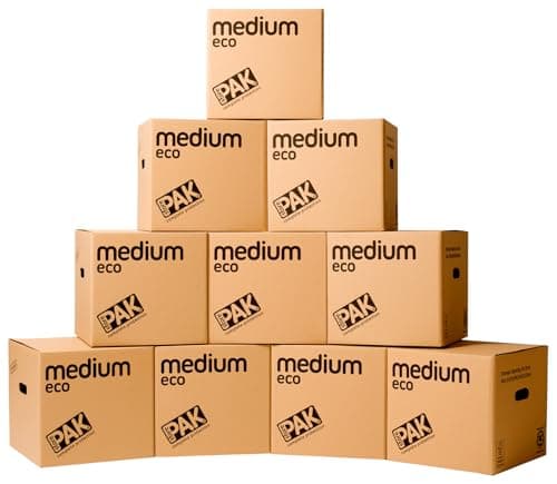 Image of StorePAK Eco Archive Storage Moving Boxes with Handles - (Pack of 10) - 33 Litres - 100% Recyclable – H 31 x W 33 x D 33 cm - MEDIUM