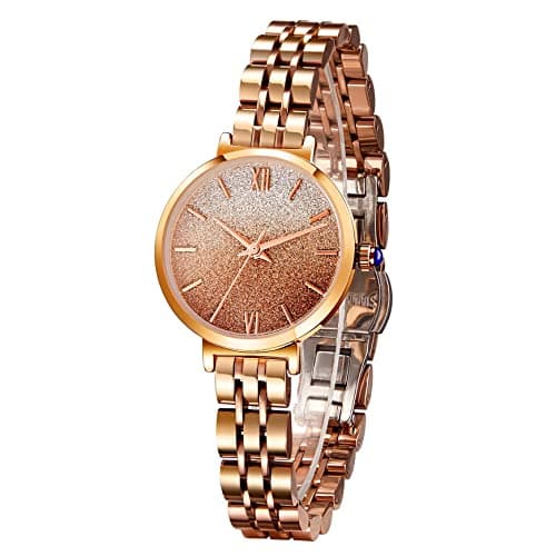 Image of TIME100 Japanese Quartz Fashion Wrist Watch for Women 18k Yellow Gold Ion-Plated Stainless Steel Case Waterproof
