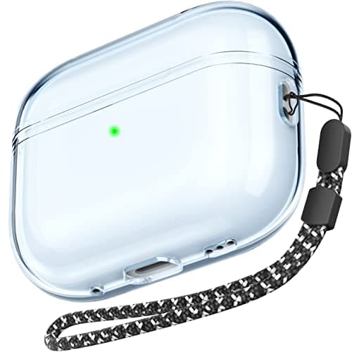 Image of AhaStyle Clear Airpods Pro 2 Case (USB-C/Lightning Cable) [Anti-Yellowing] Soft TPU Protective Covers Skin Come with Hand Strap Designed for Apple AirPods Pro 2nd Gen 2024/2023/2022 Charging Case