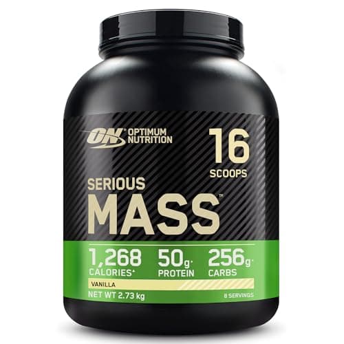 Image of Optimum Nutrition Serious Mass Protein Powder High Calorie Mass Gainer with Vitamins, Creatine and Glutamine, Vanilla, 8 Servings, 2.73 kg, Packaging May Vary