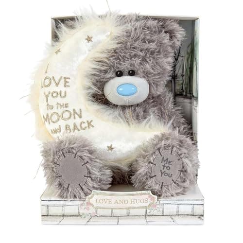 Image of Me To You Tatty Teddy Cute Plush 'Love You To The Moon And Back' Bear 19cm-High Presented On Premium Gift Plinth - Signature Collection