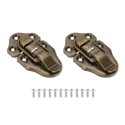 Image of PATIKIL Retro Style Duckbilled Toggle Hasp Latch, 2 Pack Small Metal Vintage Box Toggle with Mounting Screw for Jewelry Cabinet Wooden Ordinary Box Crafts, Bronze