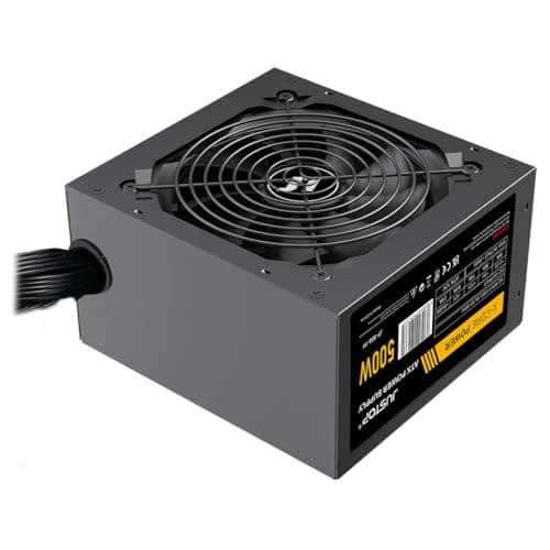Image of JUSTOP Black ATX 500W PSU, Switching Power Supply, Computer Desktop PC, 120mm Fan, 4+4-Pin 12V, 6x SATA