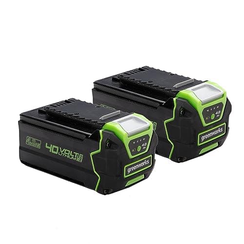 Image of Greenworks 40V Battery Set of 2. Powerful 4Ah Lithium-Ion Batteries for All Greenworks 40V Garden and Power Tools. 3-Stage LED Charge Level. 2 Year Warranty. G40BK4X