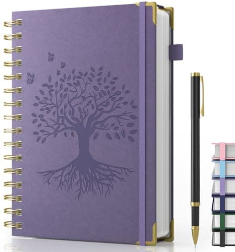 Image of Smarpau A5 Spiral Notebook, 240 Pages Hardcover Journals for Women with 100gsm No Bleed Paper, PU Leather Notepad for Work School Office, 14.5 x 21cm - Purple