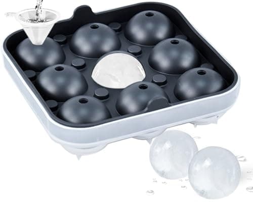 Image of SPESPO Sphere Ice Cube Mould with Lid, 9pcsx2.0inch Ice Ball Trays,Large Silicone Ice Trays for Freezer Balls, Whiskey, Cocktail and Party Drinks, BPA Free
