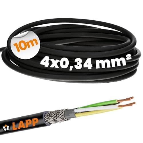 Image of Lapp 1030497 LiYCY Shielded Signal and Control Cable - 4 x 0.34 mm², UV-Resistant, 4-Core for LED, Data, and Outdoor Use - 10 m Black
