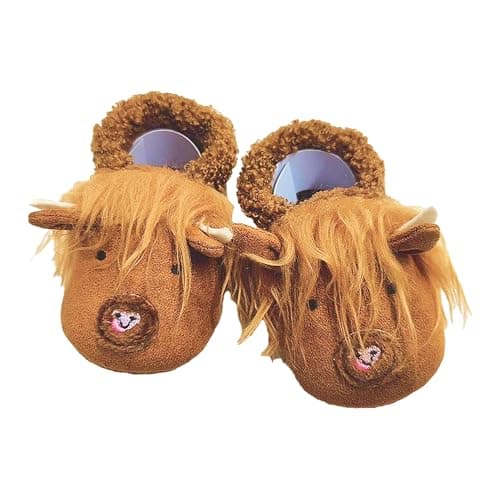 Image of Ziggle Unisex Baby Animal Slippers for Infants & Toddlers 6-24 Months | Soft Sole Non-Slip Cozy House Shoes for Boys Girls | Cute Character Booties for First Walkers