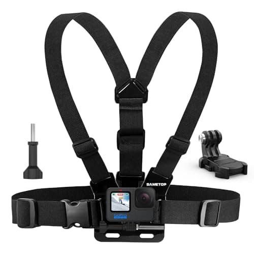 Image of Sametop Chest Mount Harness Chesty Strap Compatible with GoPro Hero 13, 12, 11, 10, 9, 8, Hero 7 Black/Silver/White, 6, 5, 4, Session, 3+, 3, 2, 1, Hero(2018), Fusion, Max, DJI Osmo Action Cameras