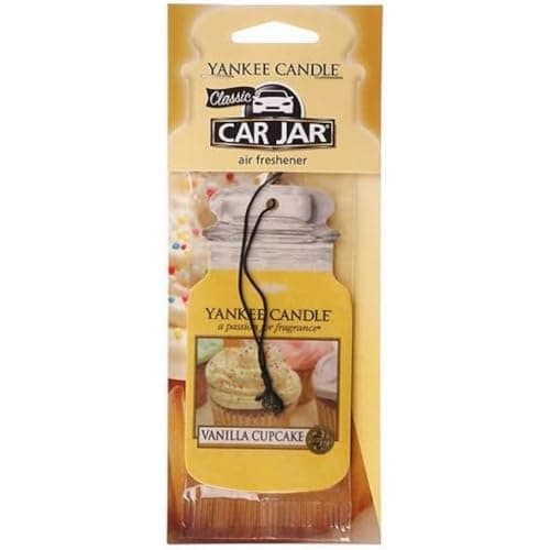 Image of Yankee candle 1158159E Car Jar Single Vanilla Cupcake, Cardboard, Yellow, 7.8 x 19.7 x 0.7 cm