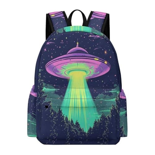 Image of TPISLI Starry Sky UFO School Backpack Boys Girls 10-16 Rucksack Spaceship Book Bag for Senior Classes, Durable Daypack for Autumn Trip and Study Days and Weekend Day Trips