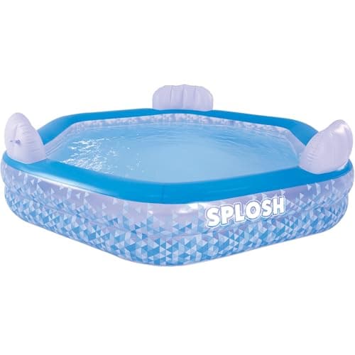 Image of Splosh Inflatable Family Swimming Pool With Seats - For Kids & Adults - Large Hexagonal Paddling Pool 2.23m x 2.11m - Easy To Inflate - Kids Paddling Pools For Garden