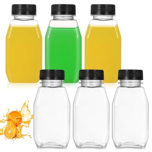 Image of 6 Pcs 8.45 oz/250ml Small Plastic Juice Bottles with Lids, Reusable Empty Clear Juice Shot Bottles with Lids, Juicing Smoothie Bottle, Small Drinks Bottle for Water Milk Ginger Beverages on the Go