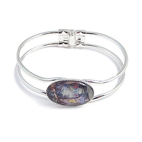 Image of LunarraStar Women Silver Plated Alice in Wonderland Bracelet The Cheshire Cat Bangle