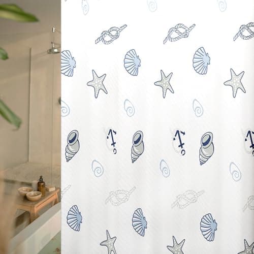 Image of hzkais Shower Curtain, Mould Proof and Mildew Resistant Washable Bathroom Curtains, Shower Curtain for Bathroom, Bath Curtains with Hooks, 180 x 180 cm (71 x 71 Inch) (Shell)