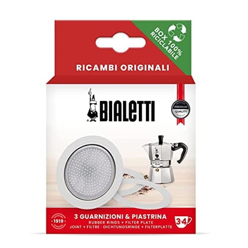 Image of Bialetti Ricambi, Includes 3 Gaskets and 1 Plate, Compatible with Moka Express, Fiammetta, Break, Happy, DAMA, Moka Melody, Alpina, Moka Timer and Rainbow (3/4 Cups), 0800033