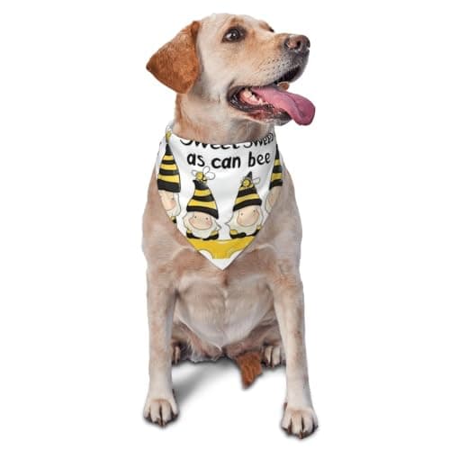 Image of Hello Sunshine Honey Bee Printed Graphic Pet Triangle Scarf For Dogs & Cats, Adjustable Cute Pet Bandana For & Photo Shoots